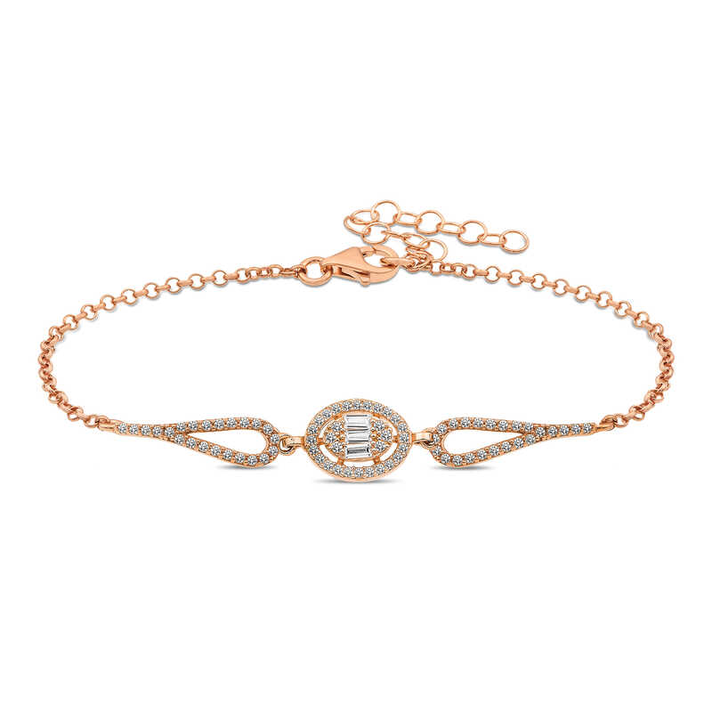 Gümüş Rose Oval Baget Bileklik SL3169