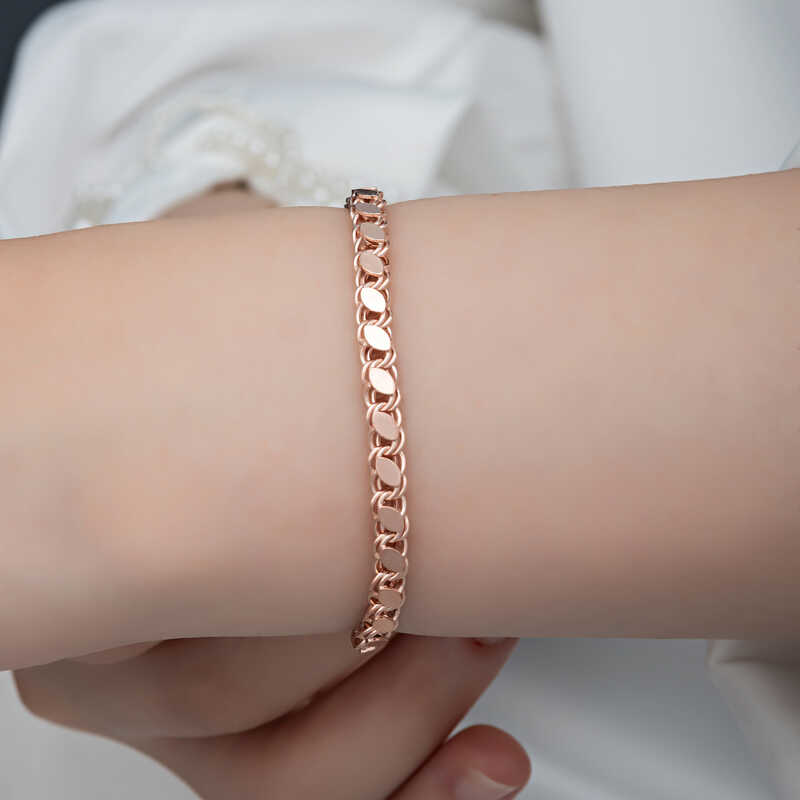 Stillove Gümüş Rose Pullu Zincir Kadin Bileklik Sl6237