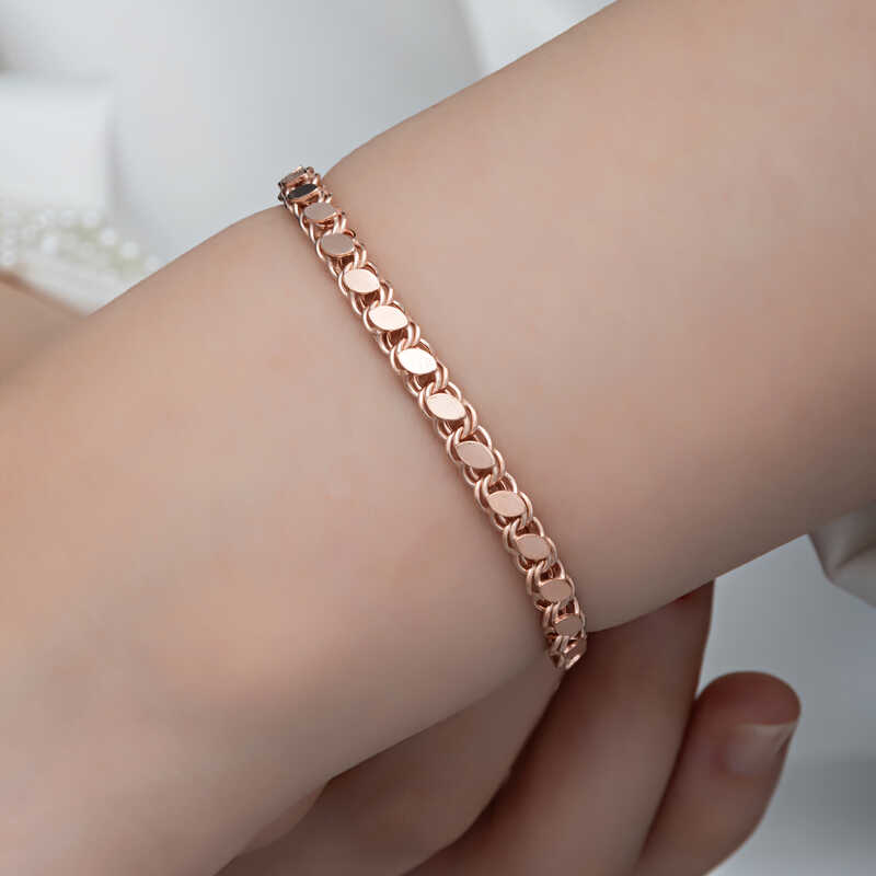 Stillove Gümüş Rose Pullu Zincir Kadin Bileklik Sl6237