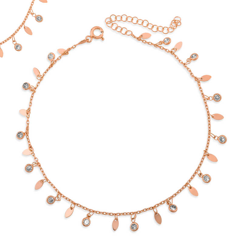 Stillove Gümüş Rose Taşli Ve Pullu Halhal Sl3237