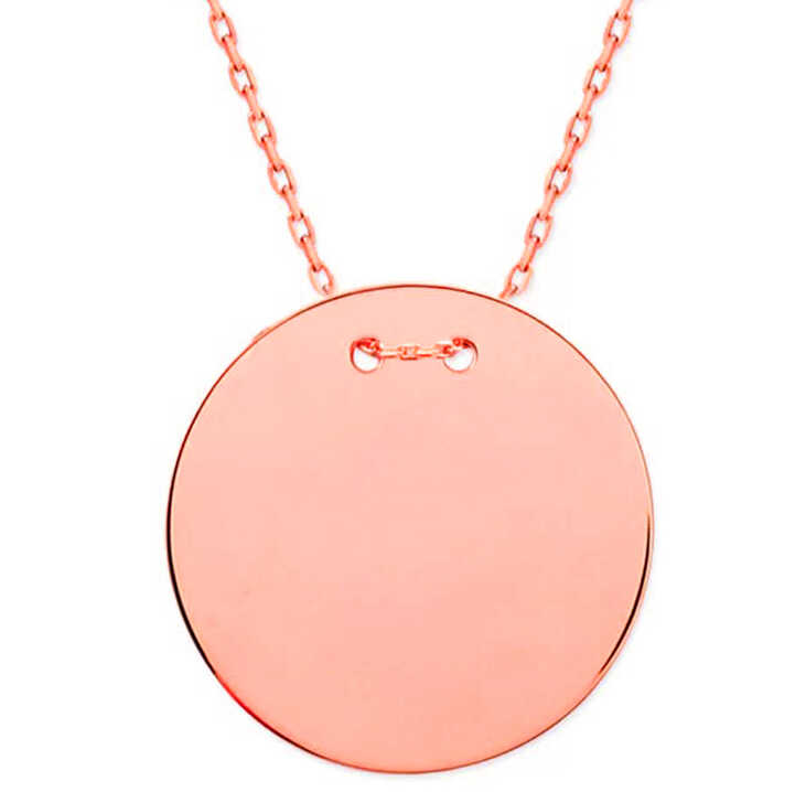Gümüş Rose Yuvarlak Plaka Kolye SL5825
