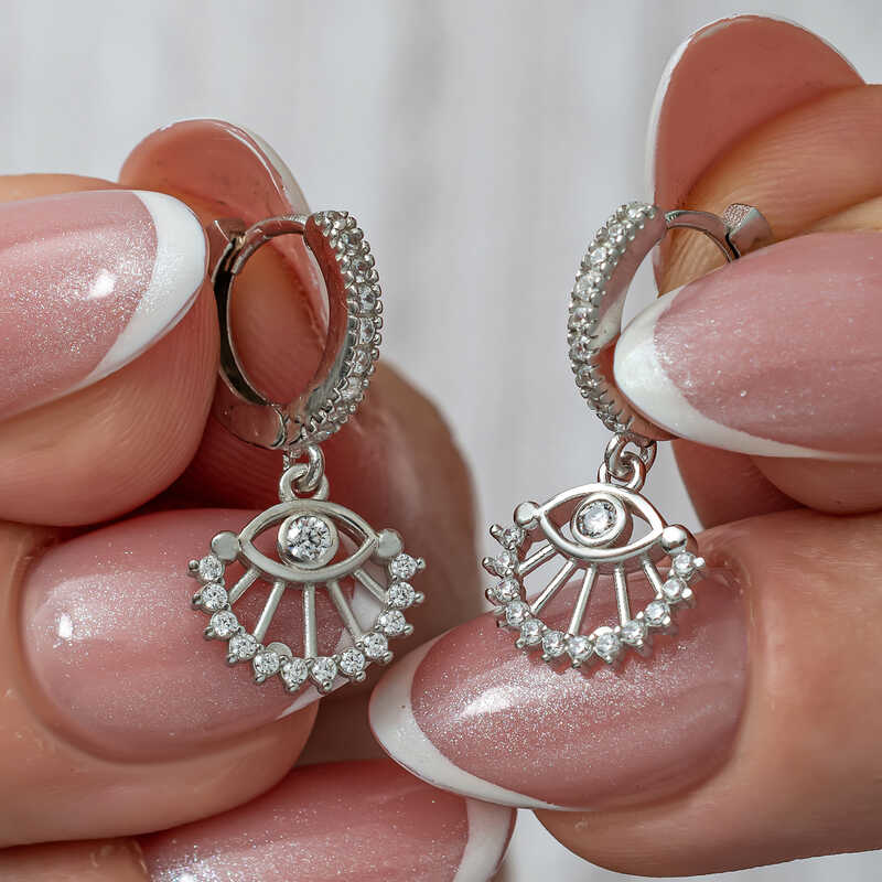 Gümüş Sallantılı Göz Kadın Küpe SL8105