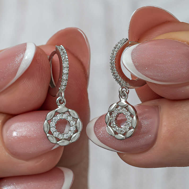 Gümüş Sallantılı Halka Kadın Küpe  SL8099