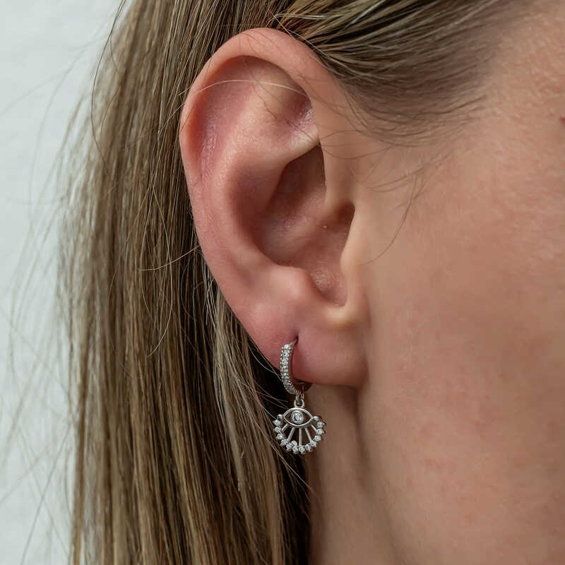 Gümüş Sallantılı Göz Kadın Küpe SL8105