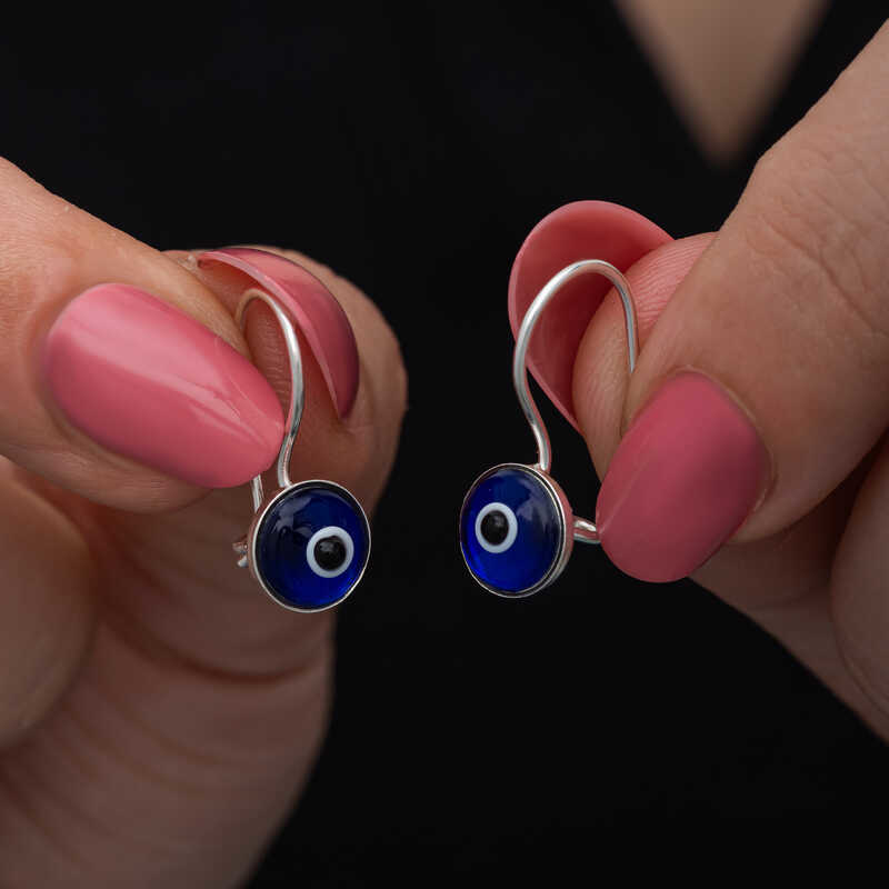 Gümüş Sallantılı Nazar Kadın Küpe SL6670