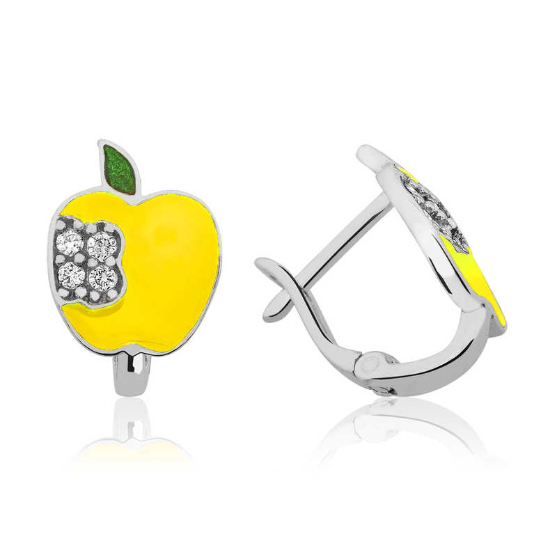 Stillove ​Gümüş Sarı Elma Çoçuk Küpesi Sl2940