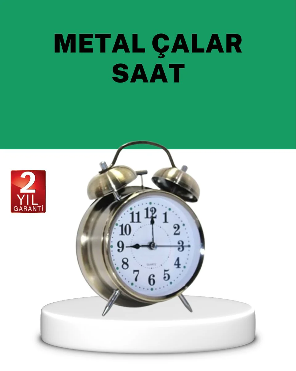 Gümüş Sessiz Işıklı Masa Saati Alarm - Estetik ve Fonksiyonel