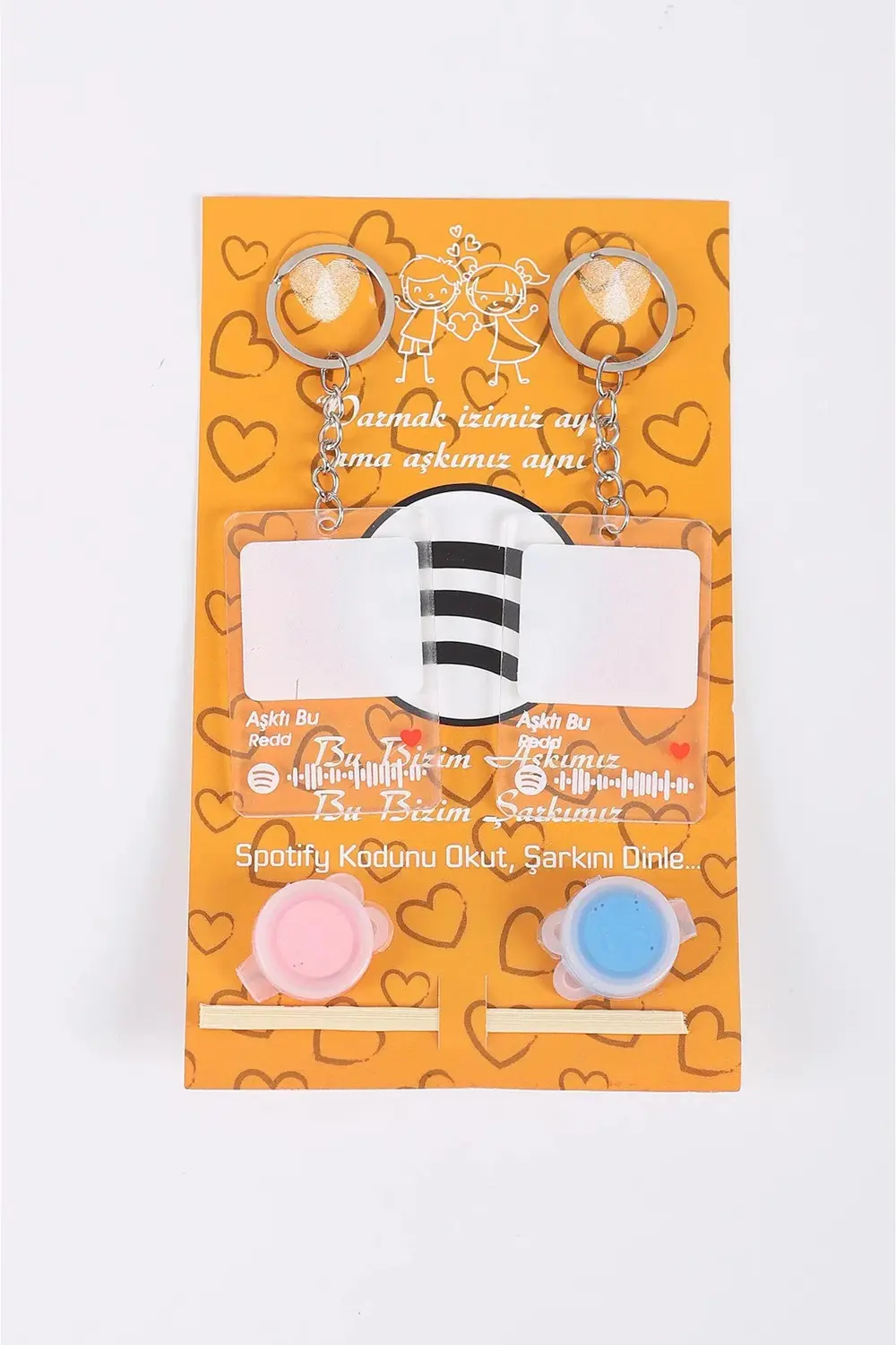 Gümüş Sevgili Parmak Izi Anahtarlık Seti