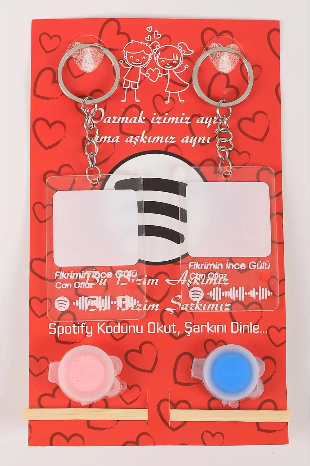 Gümüş Sevgili Parmak Izi Anahtarlık Seti