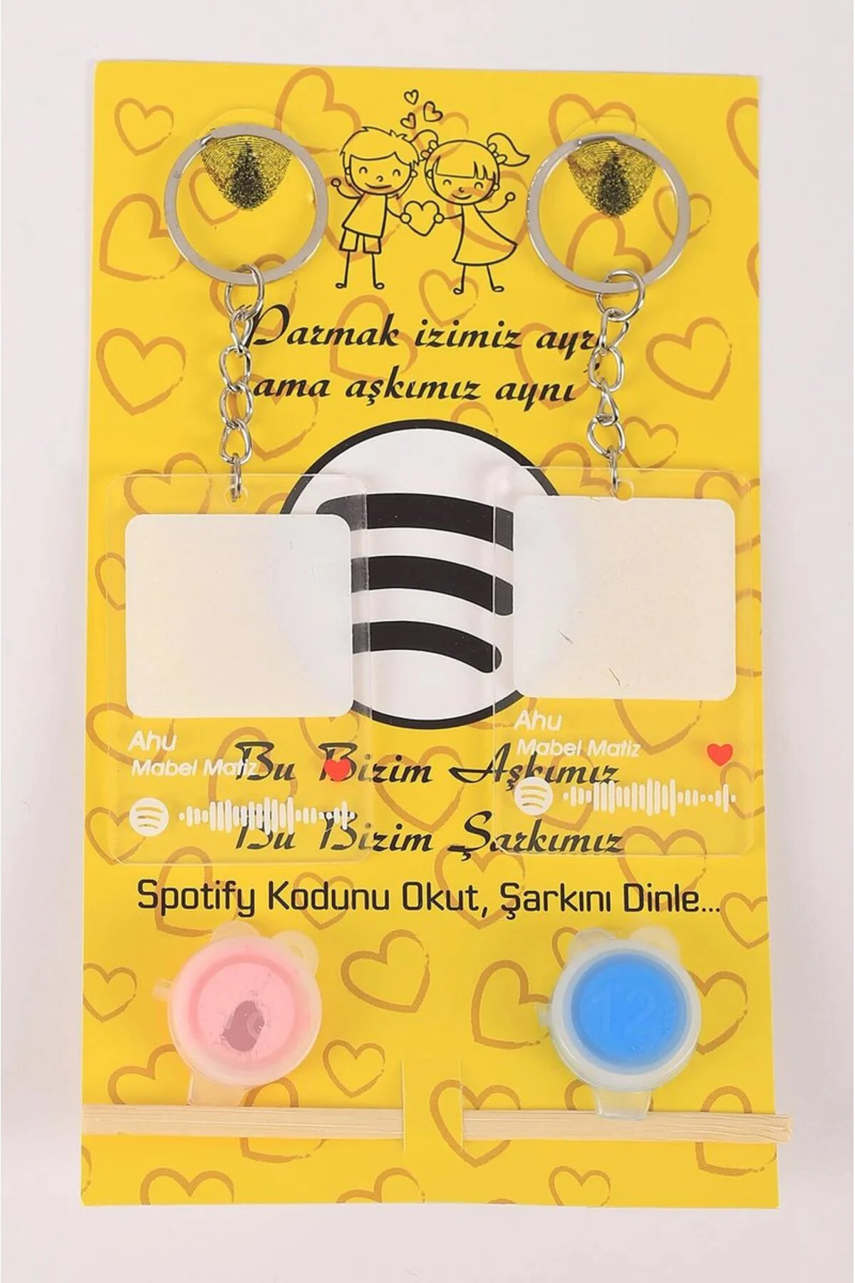 Gümüş Sevgili Parmak Izi Anahtarlık Seti