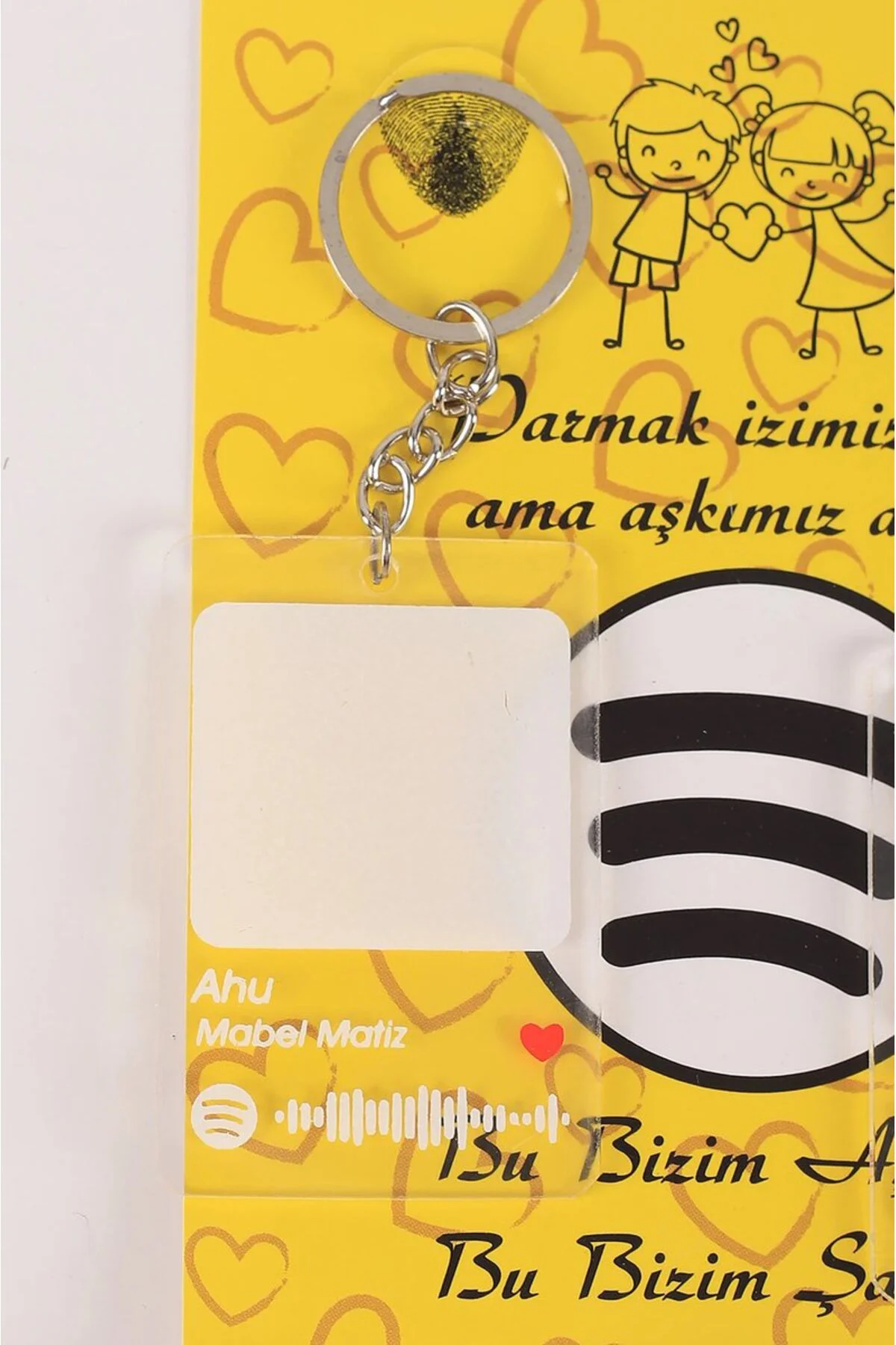 Gümüş Sevgili Parmak Izi Anahtarlık Seti