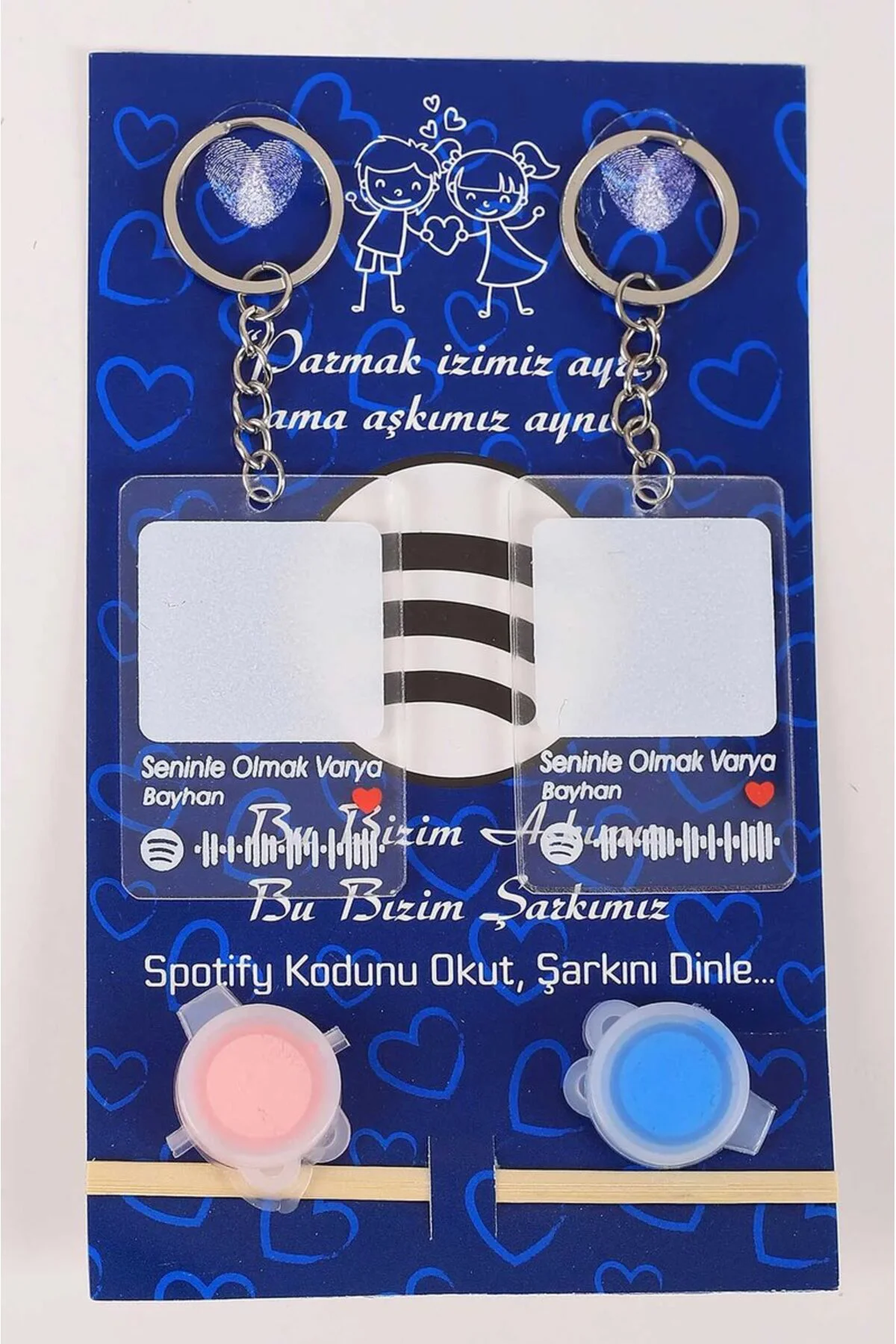 Gümüş Sevgili Parmak Izi Anahtarlık Seti