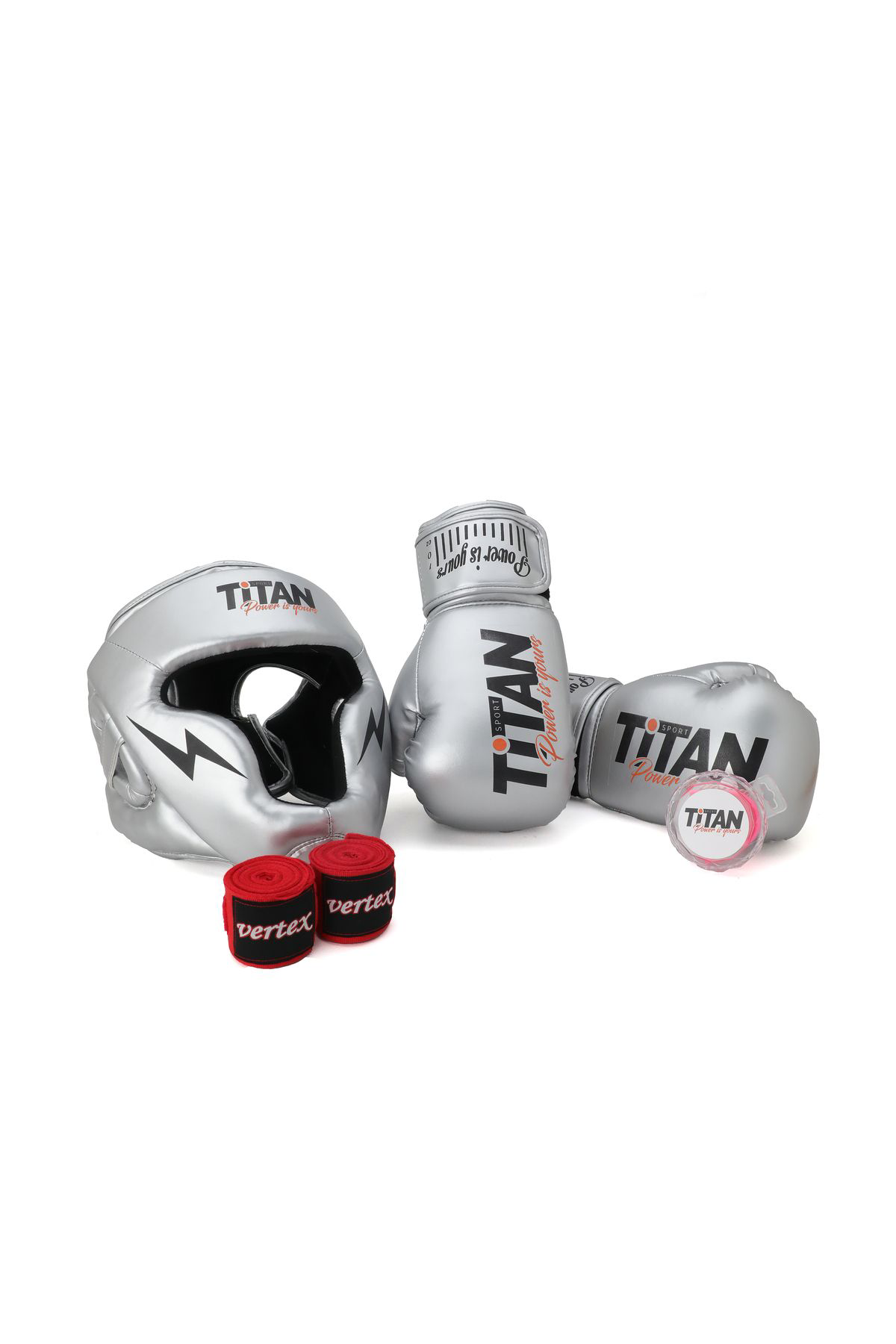 Titan Sport Gümüş (Silver) Serisi Özel Takim Set ,  Boks Kaski, Boks Eldiveni