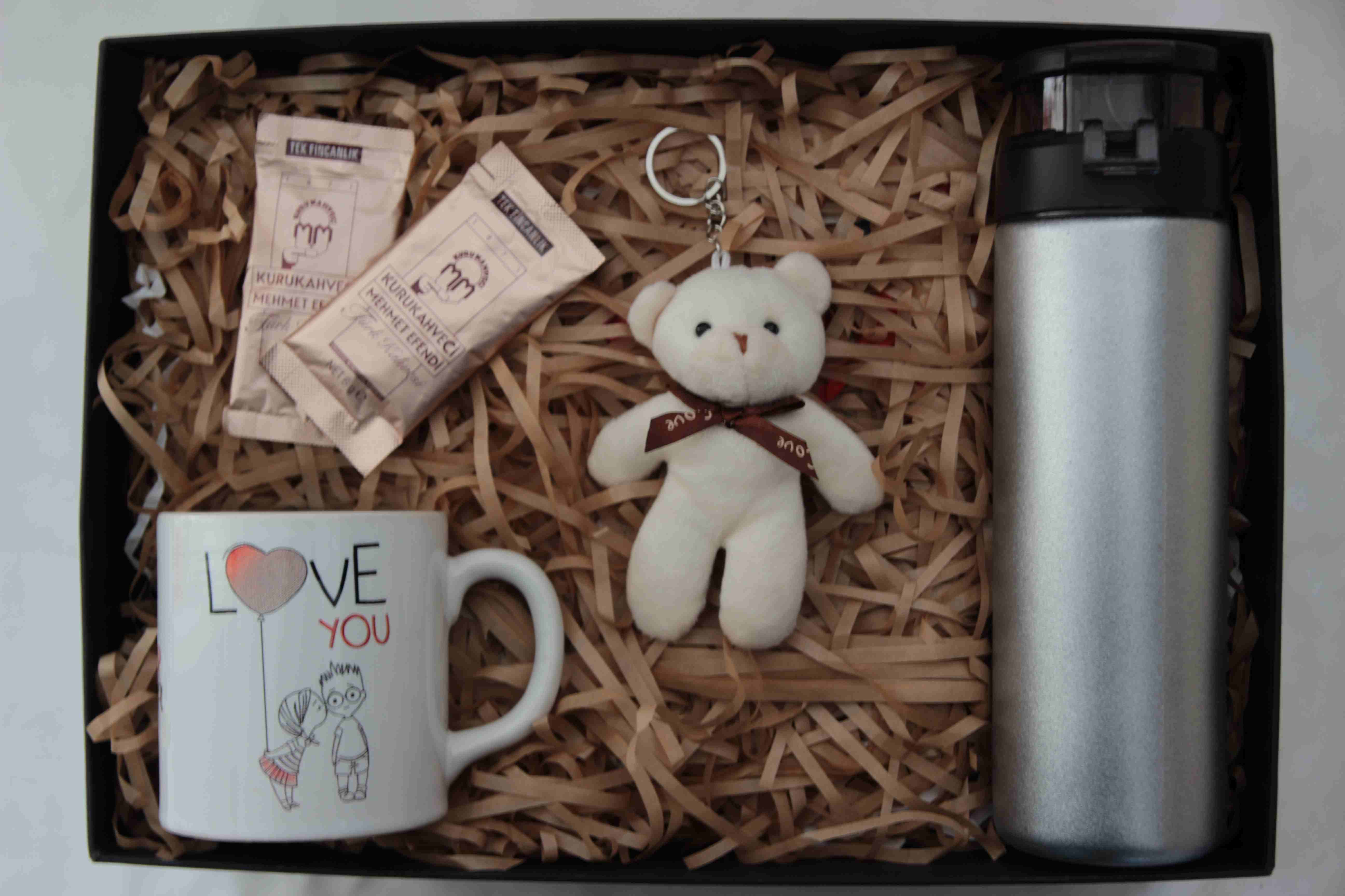 Home Gümüş Su Matara Love You Kupa Ayicik Türk Kahvesi Hediye Kutusu
