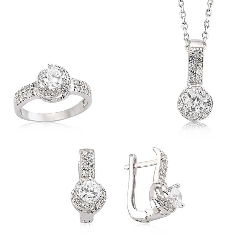 Stillove Gümüş Tek Taş Bayan Set  Sl2282