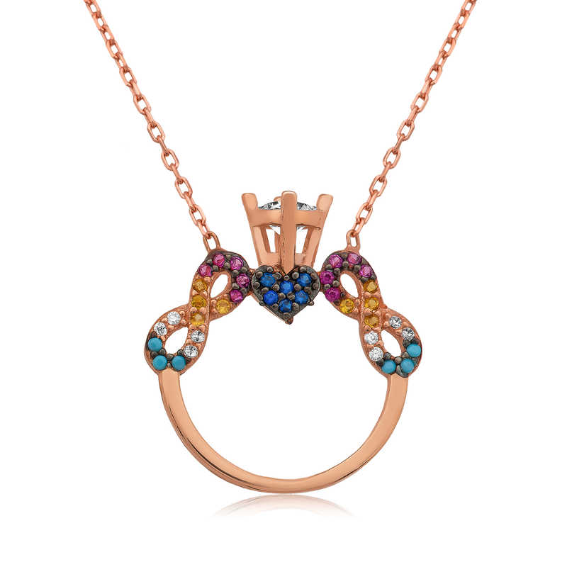 Gümüş Tek Taş Sonsuz Aşk Bayan Kolye SL2063