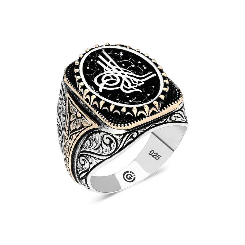 Stillove Gümüş Tuğra Oval Erkek Yüzük  Sl4589