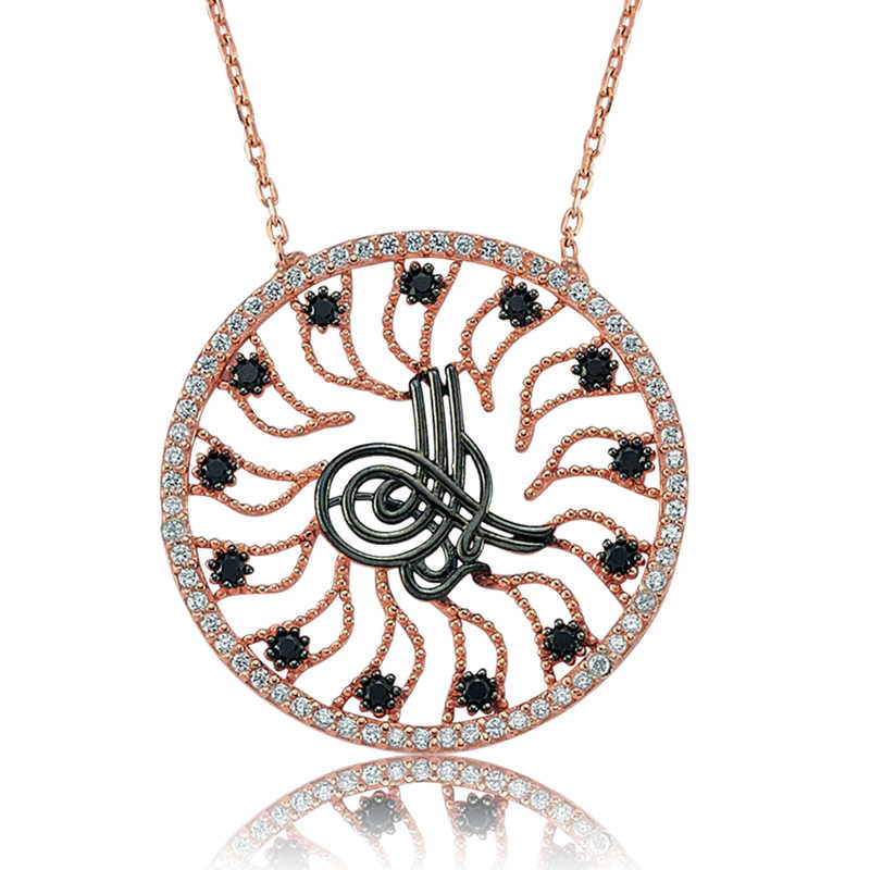 Gümüş Tuğralı Güneş Bayan Kolye  SL1859