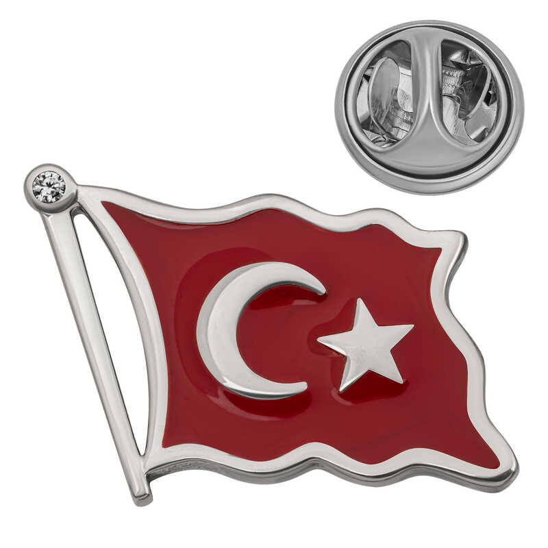Stillove Gümüş Türk Bayraği Rozet  Sl7126