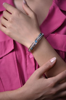 Tükkan Accessories Gümüş Turkuaz Doğal Taş Detay Kelepçe Çelik Bileklik-Keztçbi34