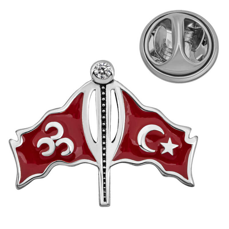Stillove Gümüş Üç Hilal Türk Bayraği Rozet Sl6726