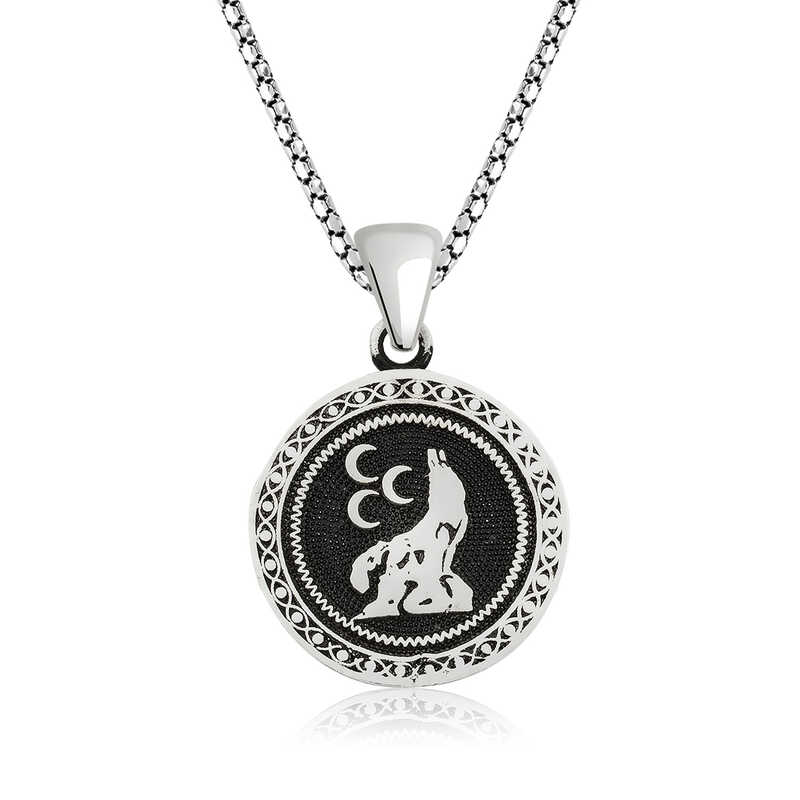 Gümüş Üç Hilal Kurt Kolye SL3477 Gümüş Üç Hilal Kurt Kolye SL3477