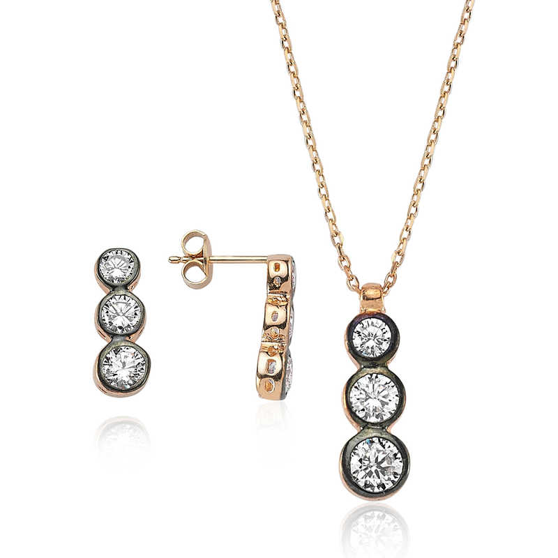 Stillove Gümüş Üç Taş Tria Bayan Set Sl2263