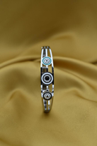 Tükkan Accessories Gümüş Üçlü Nazar Zirkon Taş Kelepçe Çelik Bileklik -Keztçbi31