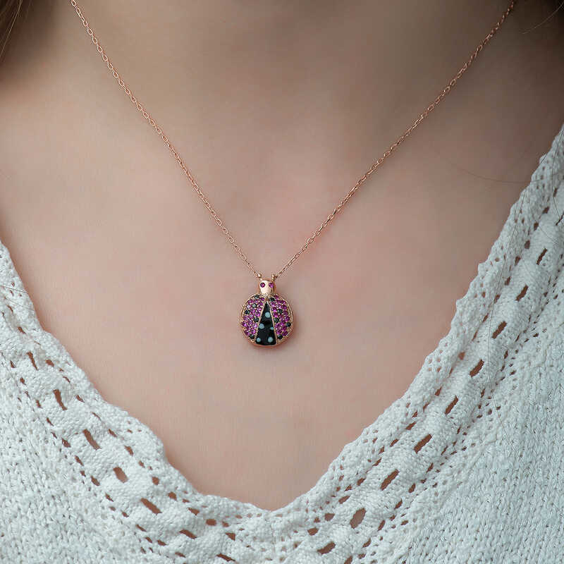 Gümüş Uğur Böceği Bayan Kolye SL1966