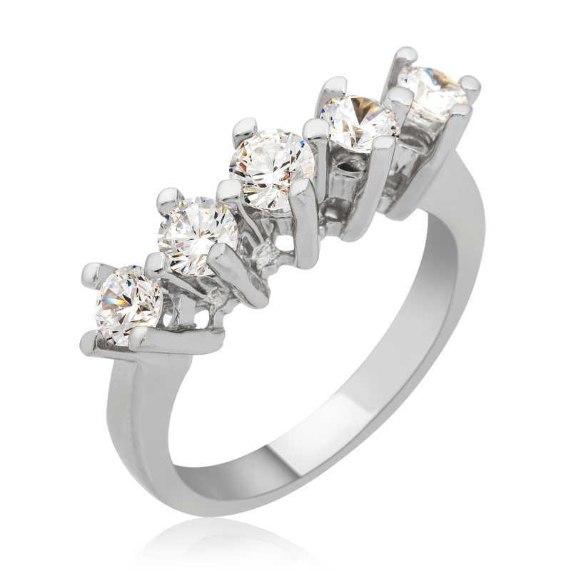 Stillove Gümüş Uzun Tırnaklı 5 Taş Bayan Yüzük Sl1235