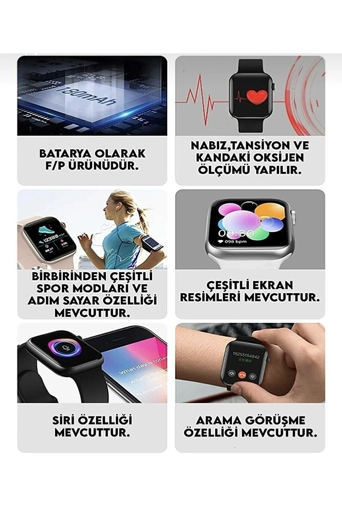 Gümüş ve Siyah Renkli Akıllı Saat: 1.9 İnç Ekran, GPS, NFC ve Suya Dayanıklı Özellikler