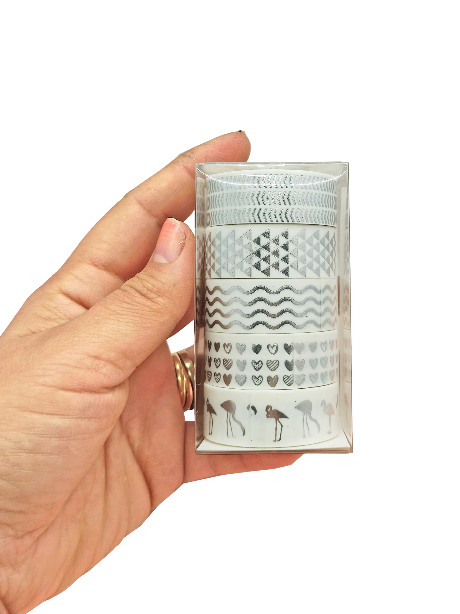 Limmy Gümüş Yaldizli Vintage Washi Tape Bant Yapişkanli Maskeleme Kağid