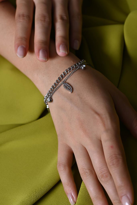 Tükkan Accessories Gümüş Yaprak Figür Ve Zirkon Taş Detay İki Sira Çelik Şans Bilekl