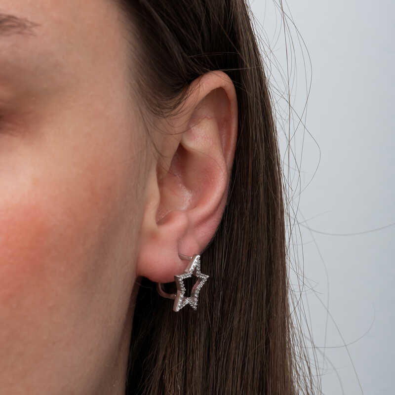 Gümüş Yıldız Kadın Küpe SL6681