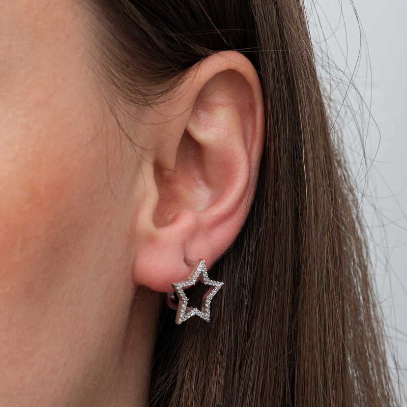 Gümüş Yıldız Kadın Küpe SL6681