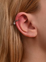 GÜMÜŞ YUVARLAK FİGÜR ZİRKON TAŞ ÇELİK PİERCİNG TRAGUS HELİX KIKIR