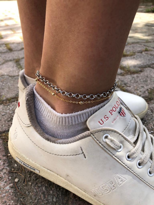 GÜMÜŞ ZİNCİR GOLD TOP DETAY ZİNCİR 2'Lİ ZİNCİR HALHAL-HALHAL87