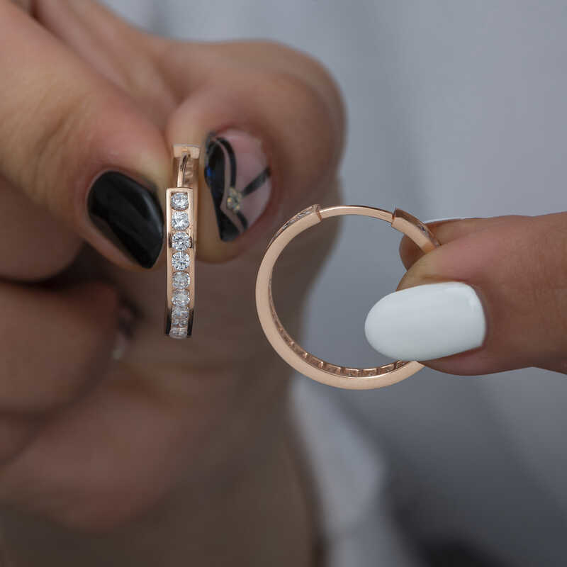 Stillove Gümüş Zirkon Taşlı Halka Kadın Küpe  Sl5090