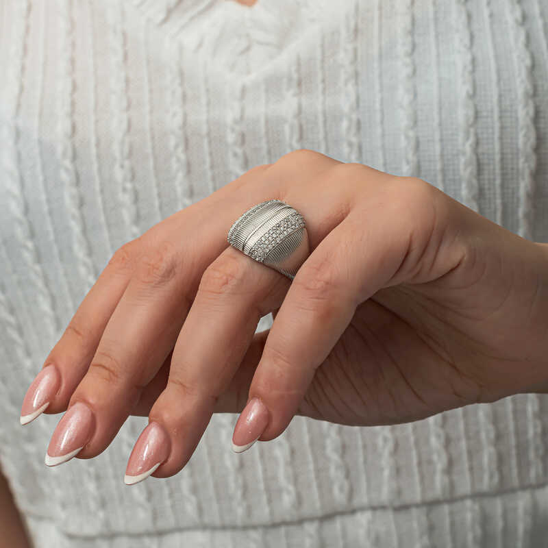 Gümüş Zirkon Taşlı Kadın Yüzük SL8075 Gümüş Zirkon Taşlı Kadın Yüzük SL8075