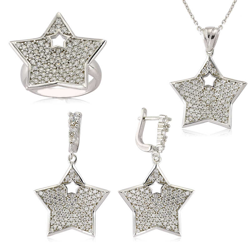 Stillove Gümüş Zirkon Taşli Yildiz Bayan Set Sl2297