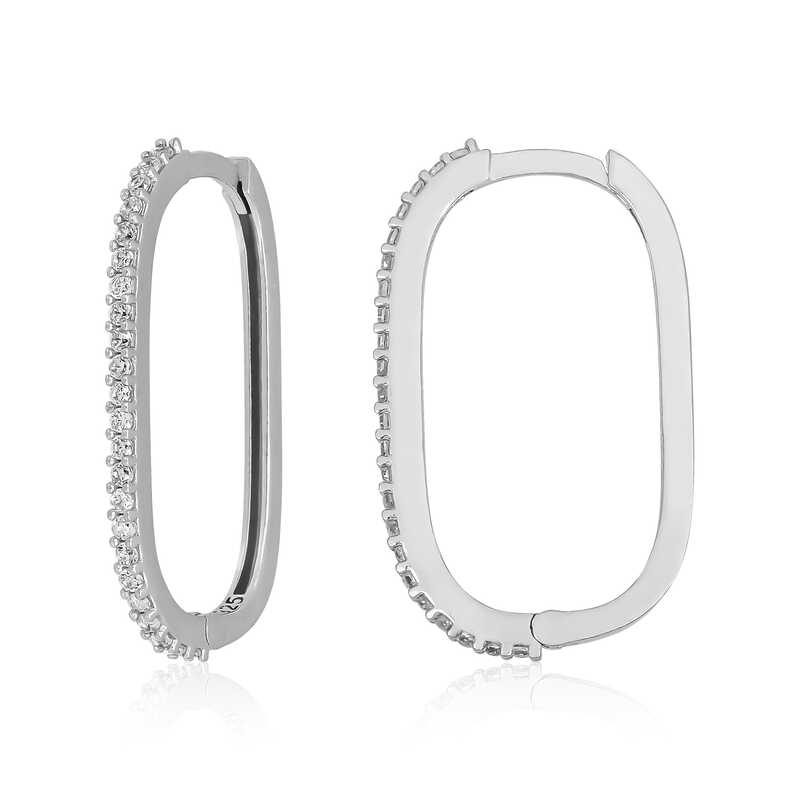 Gümüş Zirkon Taşlı Halka Küpe SL4316
