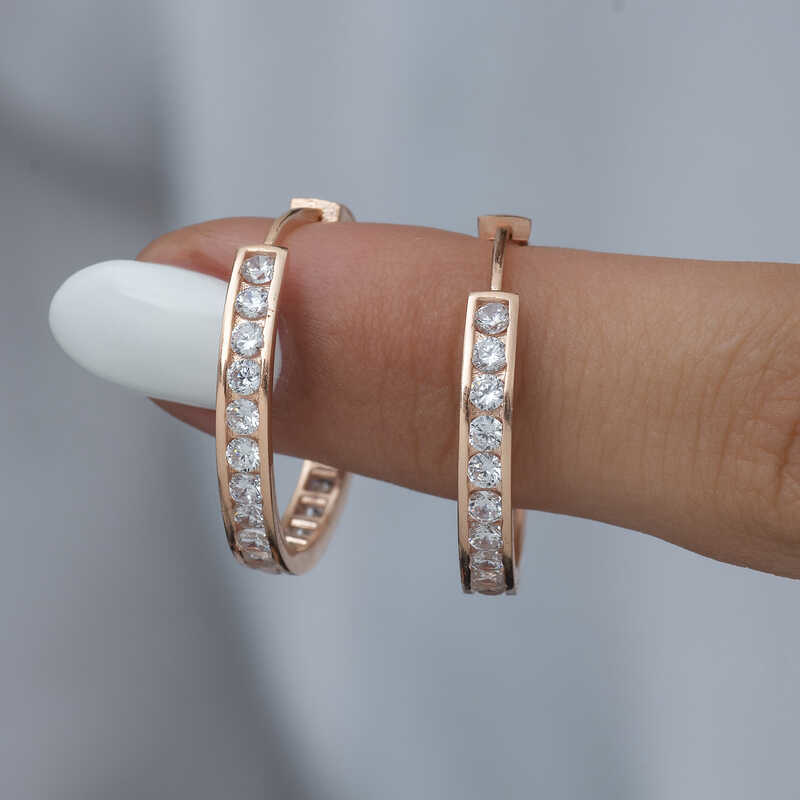 Stillove Gümüş Zirkon Taşlı Halka Kadın Küpe  Sl5090