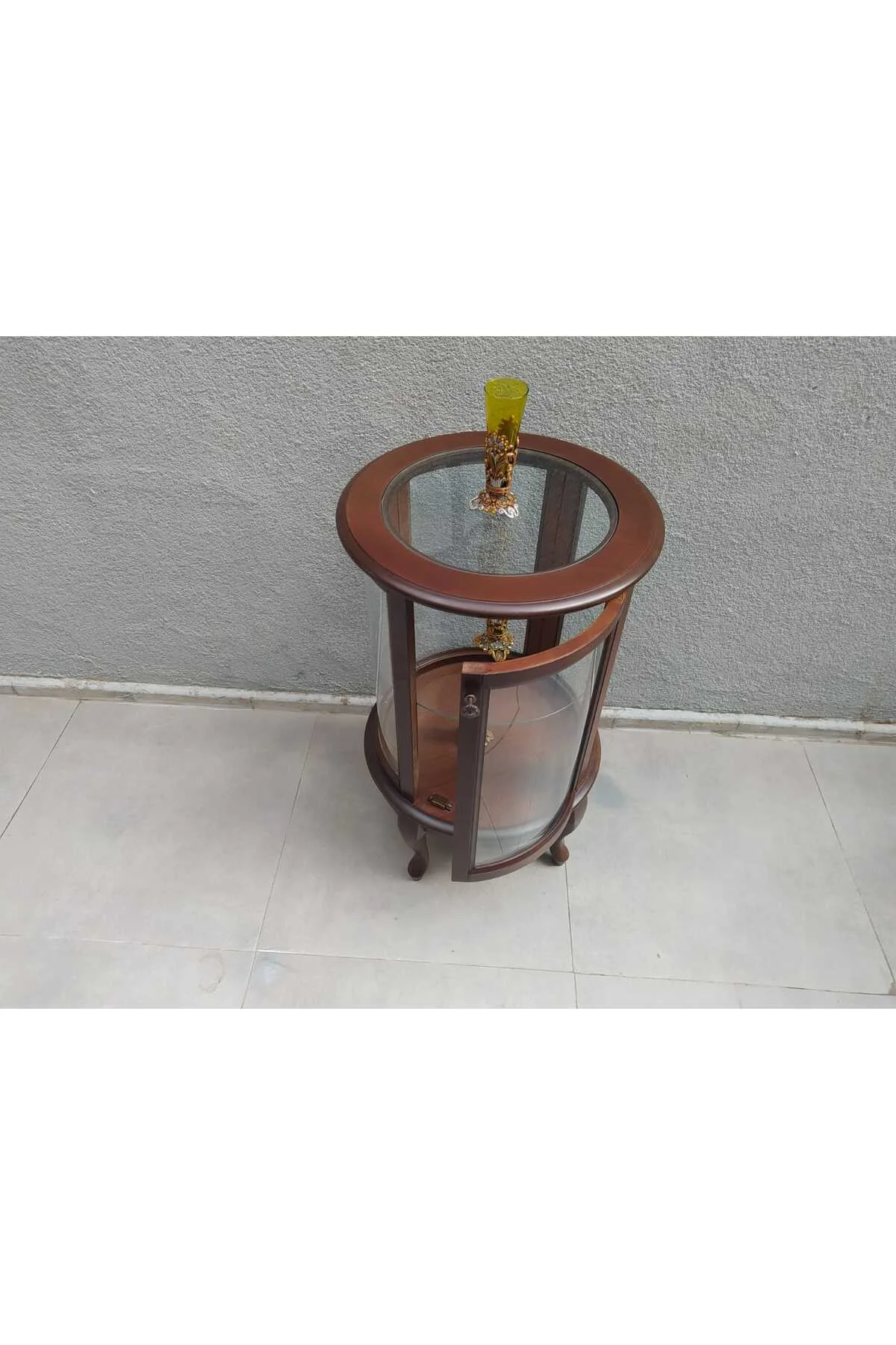 Gümüşlük 17437 SİLİNDİR MODEL Parlak Ceviz Kayın Aslan ayak Bombe Cam 98 El yapım - Görsel 2