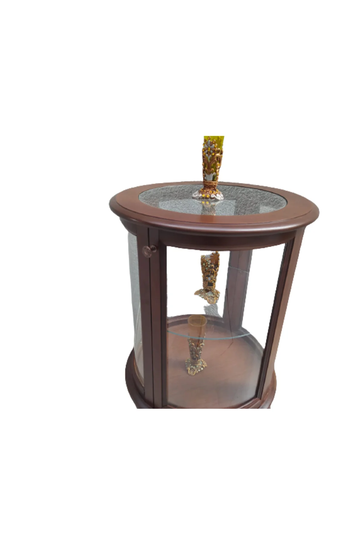 Gümüşlük 17437 SİLİNDİR MODEL Parlak Ceviz Kayın Aslan ayak Bombe Cam 98 El yapım - Görsel 5