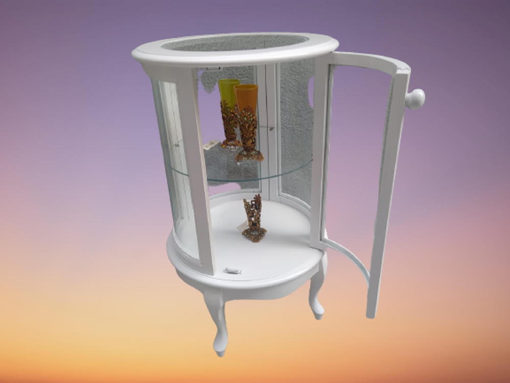 Gümüşlük vitrin 17428 Yuvarlak MODEL Parlak Beyaz Kayın Aslan aya