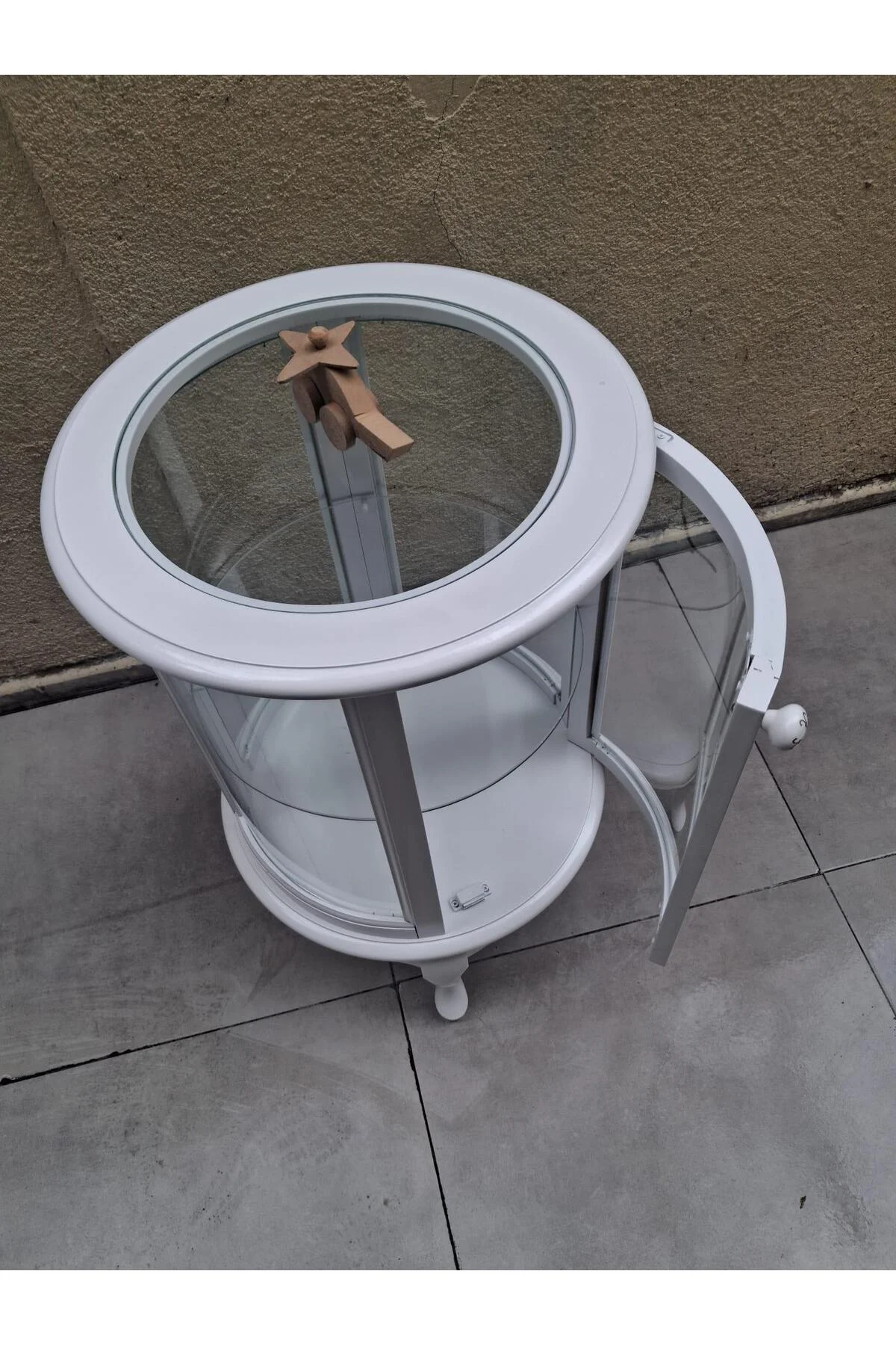 Gümüşlük vitrin 17428 Yuvarlak MODEL Parlak Beyaz Kayın Aslan ayak Bombe Cam 78 - Görsel 8