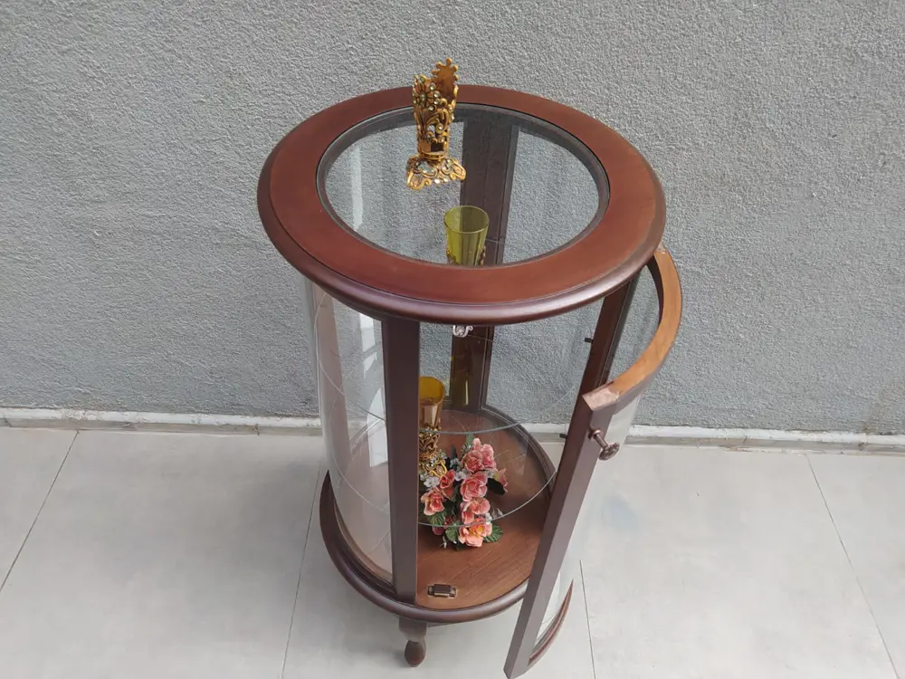 Gümüşlük vitrin 17434 Yuvarlak MODEL Parlak Ceviz Kayın Aslan aya