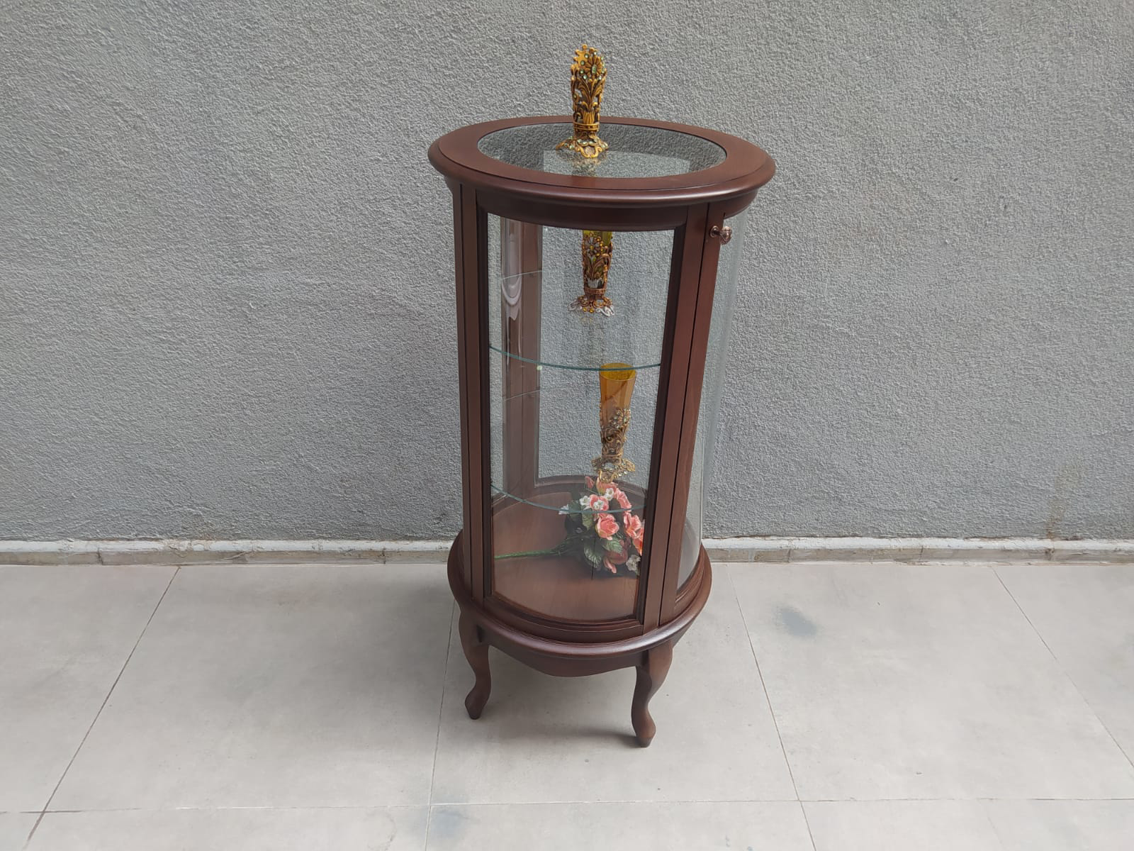 Gümüşlük vitrin 17438 Yuvarlak 120 MODEL Parlak Ceviz Kayın Aslan