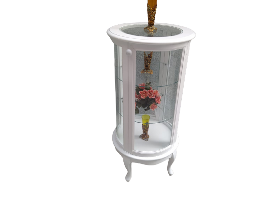 Gümüşlük vitrin 17431 Yuvarlak MODEL Parlak Beyaz Kayın Aslan aya