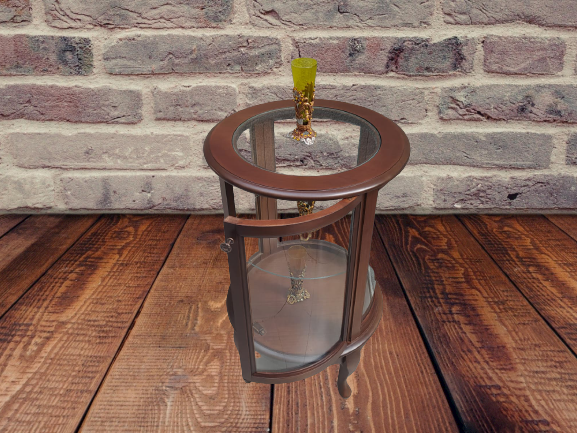 Gümüşlük vitrin 17436 Yuvarlk 78 cm 1 raf Parlak ceviz Kayın Asla